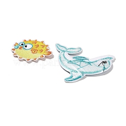 28Pcs Marine Animal Theme Polyester Iron on/Sew On Patches&nbsp;PATC-A001-01
