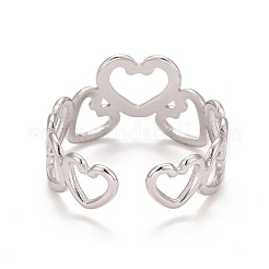 Non-Tarnish 304 Stainless Steel Heart Wrap Open Cuff Ring for Women&nbsp;RJEW-A005-31P