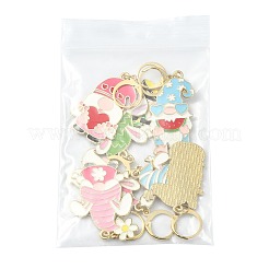 8Pcs Easter Theme Alloy Enamel Pendant Locking Stitch Markers&nbsp;HJEW-FS00101-02
