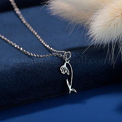 304 Stainless Steel Flower Outline Pendant Necklaces for Women&nbsp;FS-WG8525C-02