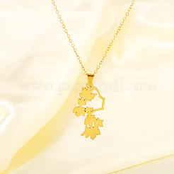 304 Stainless Steel 3D Maple Leaf Human Pendant Necklaces for Women&nbsp;WG5264D-01
