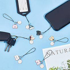 Cat & Paw Print Alloy Enamel Mobile Straps&nbsp;HJEW-AB00588