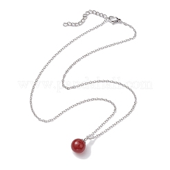 Round Gemstone Pendant Necklaces&nbsp;NJEW-JN04718-01