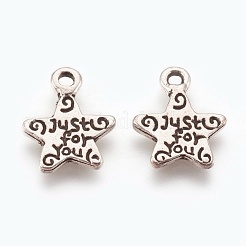 Gift Ideas for Men On Valentines Day Tibetan Style Alloy Star Carved Word Just for You Message Charms&nbsp;LF1272Y