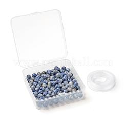 100Pcs 8mm Natural Blue Spot Jasper Round Beads&nbsp;DIY-LS0002-62