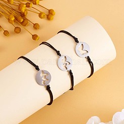 3Pcs 3 Style 430 Stainless Steel Butterfly Link Bracelets Set&nbsp;JB728A