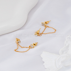 1 Pair Zinc Alloy with Crystal Rhinestone Stud Earrings for Women&nbsp;EJEW-LP0004-69G