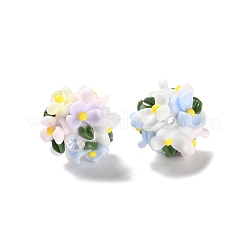 Luminous Polymer Clay Rhinestone Floral Ball Beads&nbsp;CLAY-U002-01G