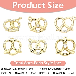 6Pcs 6 Styles Brass Micro Pave Cubic Zirconia Pendants&nbsp;KK-YW0004-50