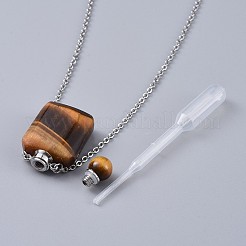 Natural Mixed Stone Perfume Bottle Pendant Necklaces&nbsp;NJEW-F266-02P