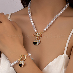 Heart Alloy Rhinestone & Enamel Bracelets & Necklaces Sets&nbsp;FS-WGE9C39-01