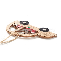 Christmas Themed Natural Wood Pendant Decorations&nbsp;HJEW-P010-01