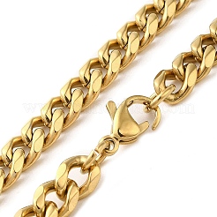 Ion Plating(IP) 304 Stainless Steel Cuban Link Chain Necklace for Men Women&nbsp;NJEW-C013-01G