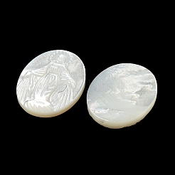 Carved Natural White Shell Cabochons&nbsp;SSHEL-N038-08C-02