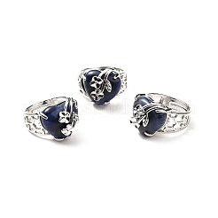 Natural & Synthetic Gemstone Adjustable Rings&nbsp;RJEW-P043-03P