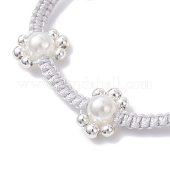 ABS Plastic Imitation Pearl & Electroplate Non-magnetic Synthetic Hematite Beads Braided Bead Bracelets for Women&nbsp;BJEW-JB12916
