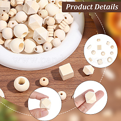 350Pcs 11 Styles Natural Wood Beads&nbsp;WOOD-PA0001-43