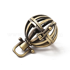 Round Brass Hollow Bead Cage Pendants&nbsp;KK-D389-18AB