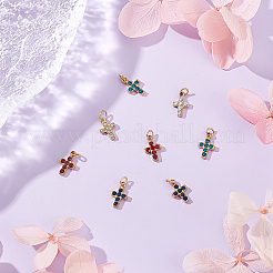 8Pcs 4 Colors 316 Surgical Stainless Steel Tiny Cross Charms&nbsp;STAS-ME0002-33