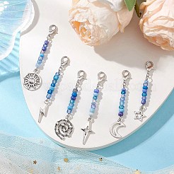 6Pcs Star Moon Sun Zinc Alloy Pendant Decorations&nbsp;HJEW-JM03159-03