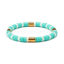 Natural Lava Rock & Handmade Polymer Clay Heishi Stretch Bracelets Set&nbsp;BJEW-JB07512