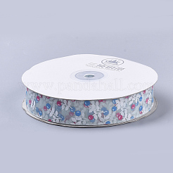 Flower Pattern Printed Polyester Organza Ribbons&nbsp;ORIB-Q034-04