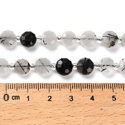 Natural Tourmalinated Quartz/Black Rutilated Quartz Beads Strands&nbsp;G-B153-B08
