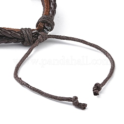 PU Leather & Waxed Cords Triple Layer Multi-strand Bracelets&nbsp;BJEW-G709-01A