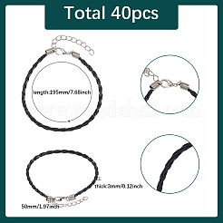 40Pcs Trendy Braided Imitation Leather Bracelet Making&nbsp;BJEW-SP0001-03
