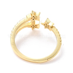 Brass Micro Pave Clear Cubic Zirconia Cuff Rings&nbsp;RJEW-F114-02G