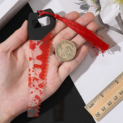 1Pc Blood Acrylic Bookmarks with Tassel&nbsp;AJEW-CP0009-57C