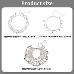 6Pcs 3 Styles Alloy Bell Charms Anklets for Women&nbsp;AJEW-AN0007-11