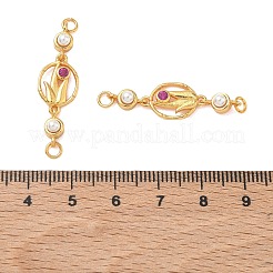 Brass Pave Cubic Zirconia Flower Links Connector Charms&nbsp;KK-D113-04G-02