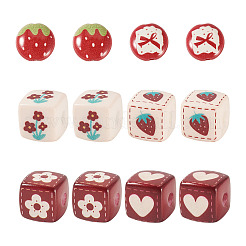 10Pcs 5 Styles Opaque Printed Acrylic Beads&nbsp;MACR-TA0002-96