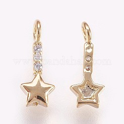 Brass Micro Pave Cubic Zirconia Charms&nbsp;X-KK-P157-06G-NF