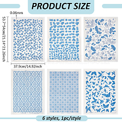 6Pcs 6 Styles Paper Ceramic Decals&nbsp;DIY-BC0015-30B