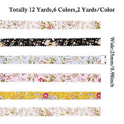 2Sets 2 Colors  Polyester Flower Printed Ribbon&nbsp;OCOR-TA0002-65