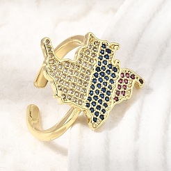 Brass Micro Pave Cubic Zirconia Cuff Open Rings&nbsp;CU-CBA04DC-01G