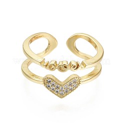 Brass Micro Pave Clear Cubic Zirconia Cuff Rings&nbsp;RJEW-S044-097-NF