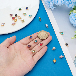 24Pcs 12 Colors Brass Pave Cubic Zirconia Connector Charms&nbsp;KK-WR0001-77