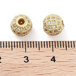 Round Brass Micro Pave Cubic Zirconia Beads&nbsp;ZIRC-N016-01G-8mm