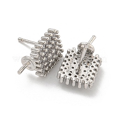 Rack Plating Brass Micro Pave Clear Cubic Zirconia Studs Earrings Finding&nbsp;KK-T072-15P-01