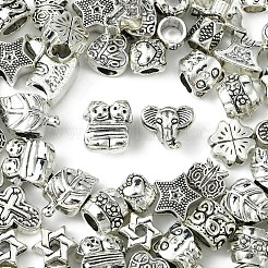 64Pcs 16 Styles Tibetan Style Alloy European Large Hole Beads&nbsp;FIND-FS0002-63