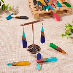 20Pcs 10 Colors Resin & Walnut Wood Big Pendants&nbsp;RESI-TA0001-66
