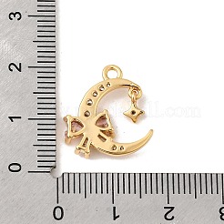 Brass Pave Pink and Clear Cubic Zirconia Pendants&nbsp;KK-P340-54G