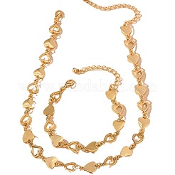 Zinc Alloy Heart Link Chain Necklaces & Bracelets Sets&nbsp;FS-WGBB3CC-01