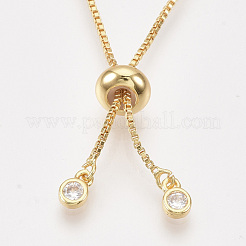 Adjustable Brass Cubic Zirconia Slider Bracelets&nbsp;BJEW-S142-01A-G