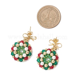 Christmas Wreath Glass Seed Beads Bracelets & Pendant Necklaces & Stud Earrings Sets&nbsp;SJEW-MZ00013