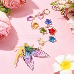Brass & Transparent Epoxy Resin Fairy Pendant Decoration&nbsp;HJEW-JM02635-03