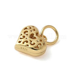 925 Sterling Silver 3D Hollow Flower Heart Charms&nbsp;STER-M099-02G